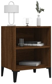 Comodini con gambe in metallo 2 pz rovere marrone 40x30x50 cm