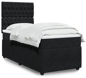 Giroletto A Molle Con Materasso Nero 80x200 Cm İn Velluto /