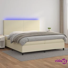 vidaXL Giroletto a Molle con Materasso e LED Crema 200x200 cm