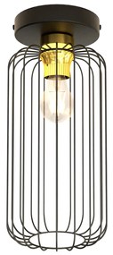Plafonriera Minimal Industrial Vulcano 1 Luce Nera E Oro