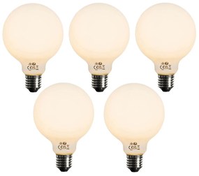 Set di 5 Lampadina LED dimmerabile E27 opale G95 5W 450lm 2200K