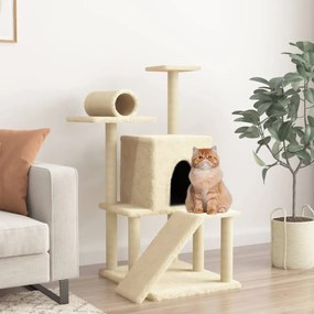 Albero per gatti con tiragraffi in sisal crema 110,5 cm