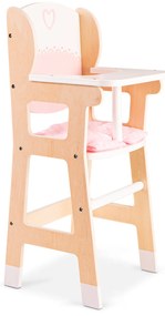 Seggiolone pappa in legno con cuscino - per bambole