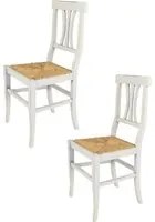 Set 2 sedie Artemisia Tommychairs Shabby Chic, struttura in faggio anticata artigianalmente a mano, seduta in paglia