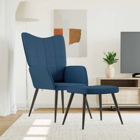 Sedia Relax Con Sgabello Blu İn Tessuto /