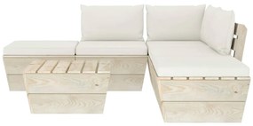 Set divani da giardino su pallet 6 pz con cuscini legno abete