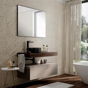 Mobile da bagno sospeso sotto lavabo Step sinistro L 100.3 x H 30 x P 46 cm tortora taupe, 2 cassetti