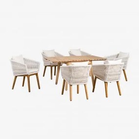 Set tavolo allungabile in legno (90-150x90 cm) Naele e 6 sedie da - Sklum