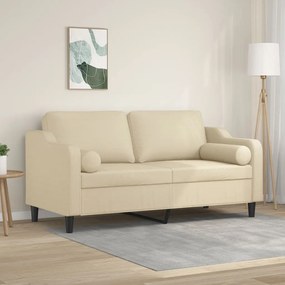 Divano A 2 Posti Con Cuscini Crema 140 Cm İn Tessuto /
