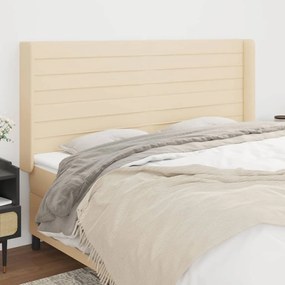 Testiera Ad Orecchio Crema 203x23x118/128 Cm İn Tessuto /