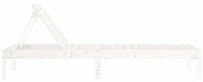 Lettini prendisole 2pz bianchi 199,5x60x74 cm massello di pino