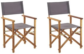 Set di 2 sedie in legno di acacia chiaro e grigio CINE Beliani