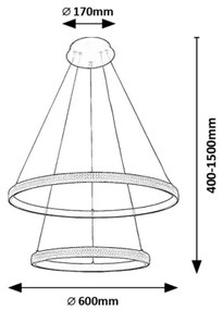 Rabalux 72259 - Lampadario LED a sospensione con filo GRETE LED/60W/230V 3000K