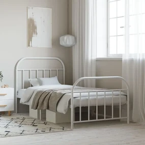 Giroletto con testiera e pediera metallo bianco 107x203 cm
