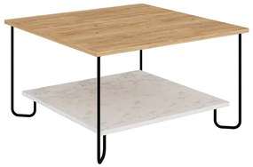 Tavolino con piano in rovere decorato in bianco e naturale 80x80 cm Tonka - Marckeric