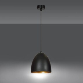 Sospensione 1 Luce Reartù In Acciaio Nero A Cupola Nero E Oro