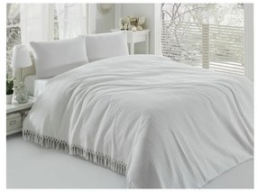 Copriletto matrimoniale leggero in cotone bianco Pique, 220 x 240 cm - Mijolnir