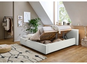 Letto matrimoniale imbottito bianco con contenitore con rete inclusa 180x200 cm Cube – Meise Möbel