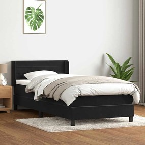 Giroletto A Molle Con Materasso Nero 90x220 Cm İn Velluto /