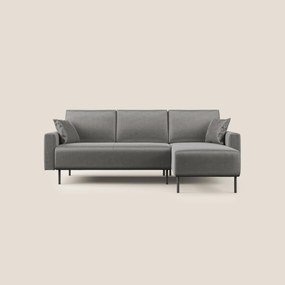 Arthur divano moderno angolare in velluto morbido impermeabile T01 grigio Destro