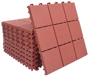 Piastrelle Per Decking 10 Pz Rosse 30,5x30,5 Cm İn Plastica /