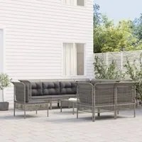 Set Divani da Giardino 9 pz con Cuscini in Polyrattan Grigiocod mxl 100681