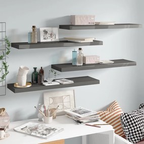 Scaffali A Parete 4 Pz Grigio Lucido 90x23,5x3,8 Cm İn Mdf /