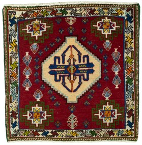 Shiraz Tappeto 60x60 Rosso (Iran) Annodato A Mano