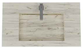 Lavabo a incasso rettangolare vasca centrale IDEEA L 80 x H 12 cm in legno bianco opaco