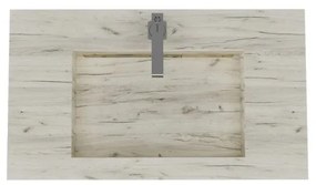 Lavabo integrale da appendere bacino al centro rettangolare IDEEA L 80 x H 12 cm in legno bianco