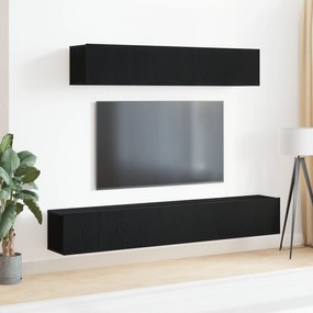 Set di mobile tv a 4 pezzi in legno ingenerizzato nero