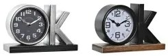 Orologio da Tavolo DKD Home Decor 23 x 8 x 15 cm Argentato Nero Ferro (2 Unità)