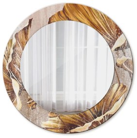 Specchio rotondo stampato Foglie dorate fi 50 cm