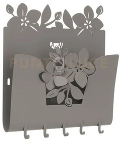 Porta chiavi e porta lettere fior di loto fango in ferro 28x5x24cmh
