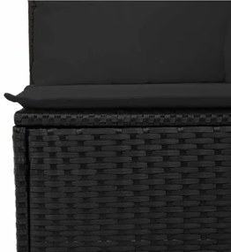 Divano da Giardino con Cuscini a 4 Posti Nero in Polyrattan