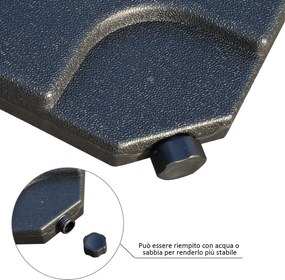 Base per Ombrellone da Giardino 60 Kg a Croce in Plastica 50x50x7.5 cm...