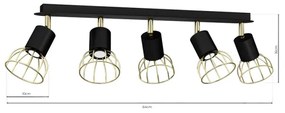 Luce Spot DANTE 5xGU10/25W/230V nero/oro