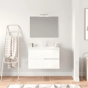 Mobile bagno con lavabo e illuminazione L 80 x H 51 x P 46 cm bianco in mdf 2 cassetti per vasca centrale Eva