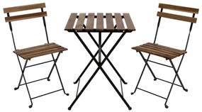 Set Bistrot Pieghevole In Legno Tavolo 54x55 Con 2 Sedie Donald Acacia