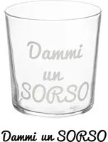 Bicchiere acqua vetro scritta Dammi un sorso 360 ml