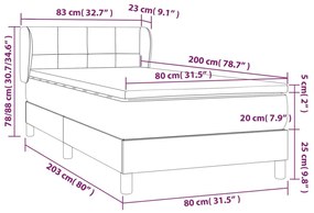 Giroletto a Molle con Materasso Nero 80x200 cm inTessuto