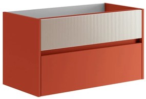 Mobile da bagno sotto lavabo Niwa rosso laccato opaco L 89.5 x H 50 x P 45.5 cm 2 cassetti, lavabo non incluso