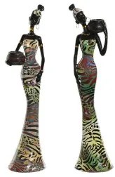 Statua Decorativa Home ESPRIT Multicolore Africana 10 x 7,5 x 38,5 cm (2 Unità)
