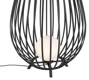 Set di lampade da terra nere con opalino 110 cm e 70 cm - Angela