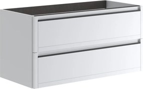 Mobile da bagno sospeso sotto lavabo L 100 x H 50 x P 45.5 cm bianco opaco, 2 cassetti TRATTO