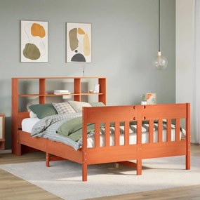 Letto Senza Materasso Marrone Cera 140x190 Cm İn Legno Di Pino /
