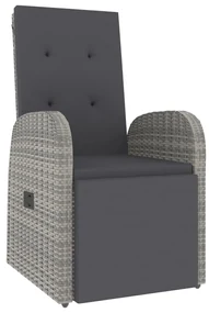 Set mobili giardino 2pz grigio polyrattan legno massello acacia