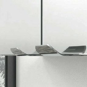 Mobile bagno sospeso 80 cm bianco legno con specchio contenitore Smart