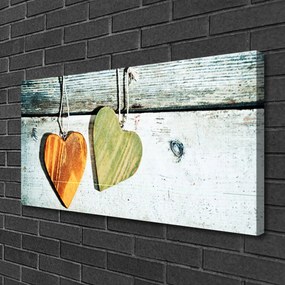 Quadro su tela Cuore in legno Art 100x50 cm