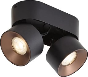 Faretto a plafone moderno nero GU10 50mm 2 luci orientabile - Echo